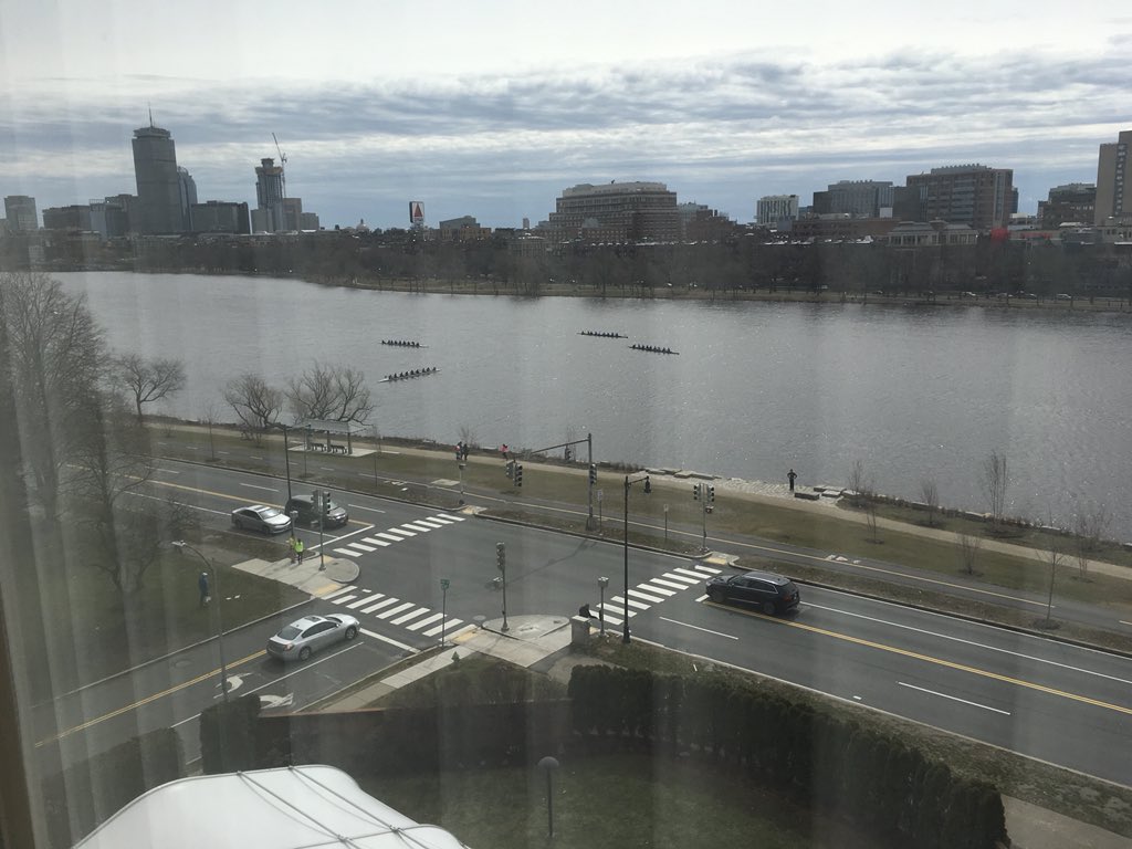 Ren_Finley's tweet photo. Weekending over in Cambridge. BU and Harvard boats in the Charles and Fenway Park in the background. I may go to the Red Sox game tomorrow. https://t.co/GDxLgpPmxG