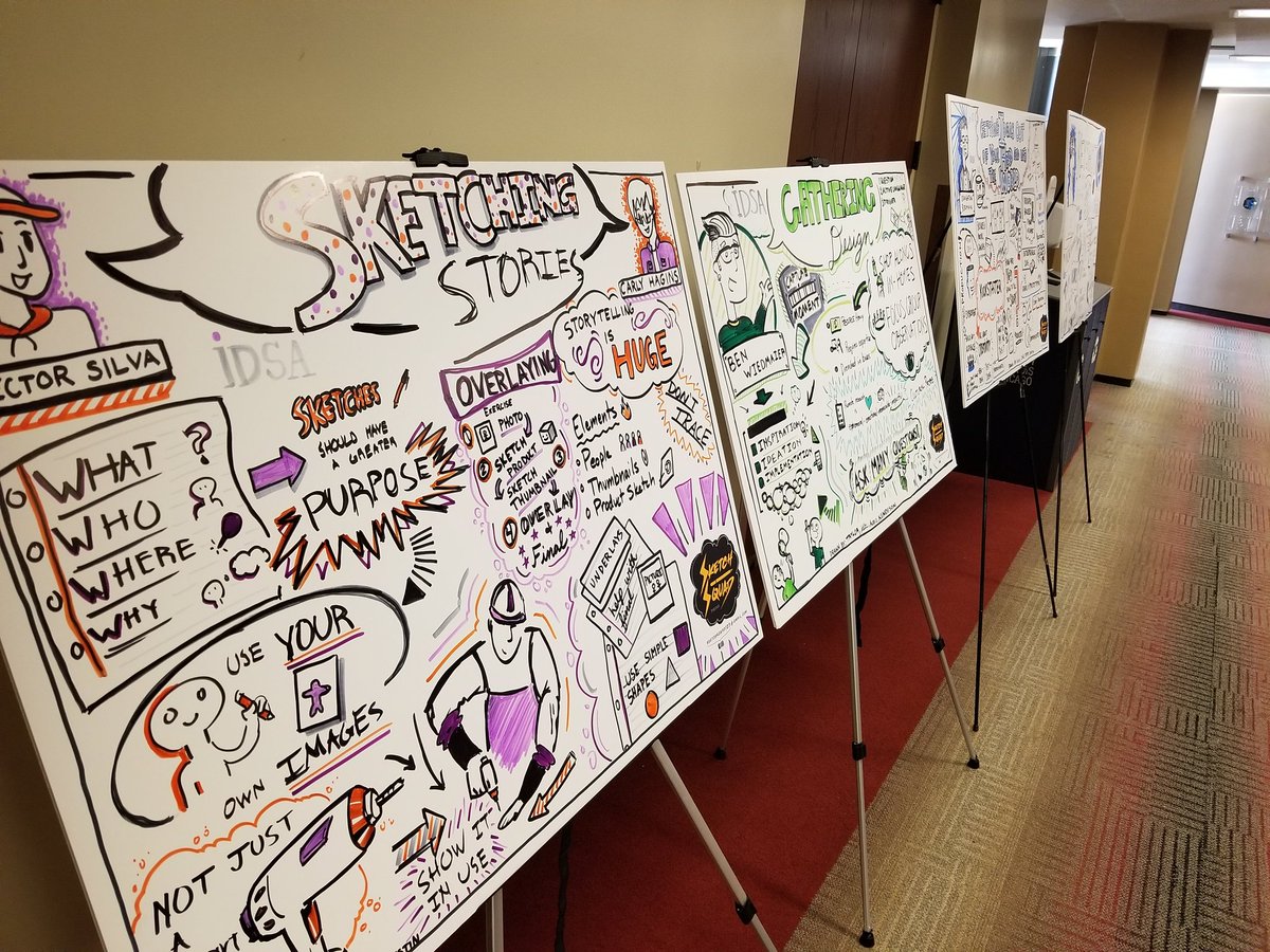IDSA's tweet photo. The @sketchsquad123 is back at is again for #IDSAMWDDC day two. Yesterday's sketches are out on display. Can't wait to see what else they create today! https://t.co/FfpE7uXwtM