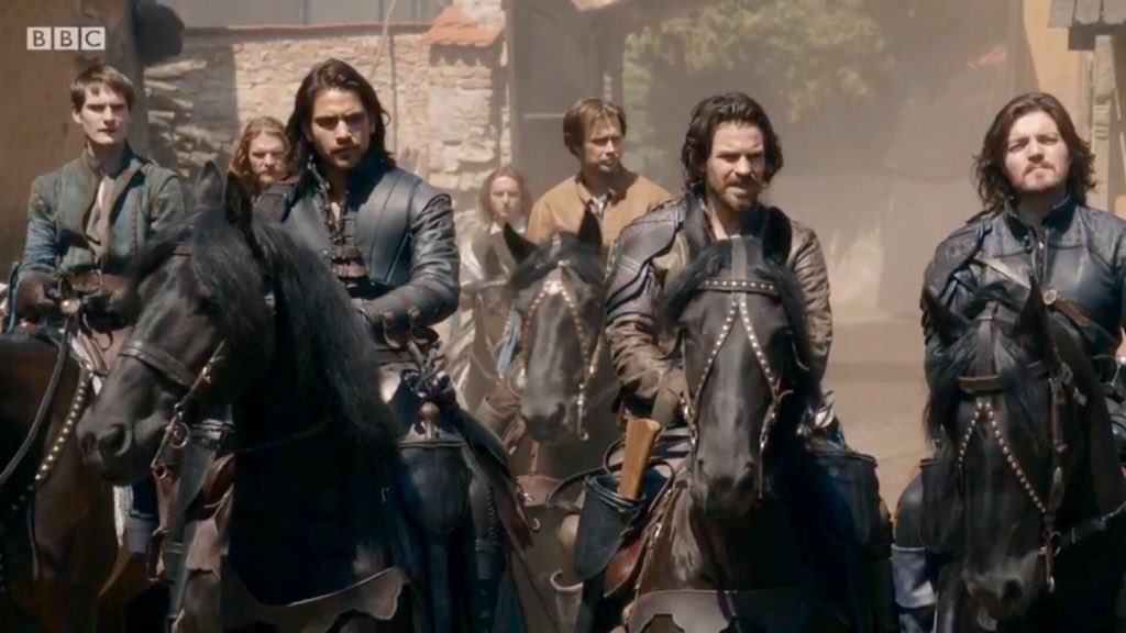 JuttaFreudig's tweet photo. #MusketeersEurope @Jo_Lloyd8 #TheMusketeers S3ep3 Brothers In Arms #Brujon #TomMorley #RomanSpacil #DArtagnan #LukePasqualino #Aramis #SantiagoCabrera #Athos #TomBurke My screenshot #SaturdayIntheSaddle https://t.co/EI4njtxX5k