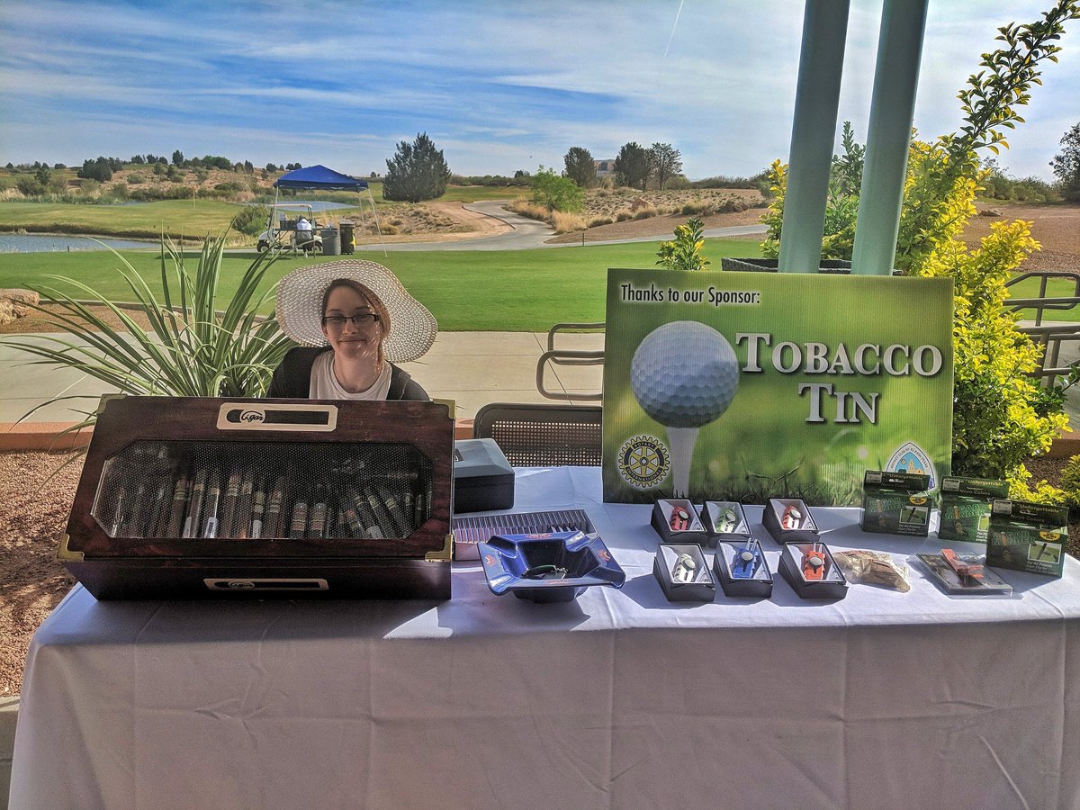 tobaccotinEP's tweet photo. Supporting the Camino Real Rotary Club Benefit Golf Tournament! #caminorealrotaryclub #elpaso #TobaccoTinEP #golf #ept #cigars #supportlocal #butterfieldtrail https://t.co/iMYDA8UAG3
