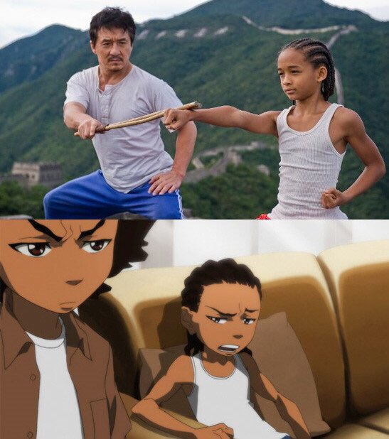 My boy Riley training with Jackie Chan? (Also happy birthday to Jackie!) 