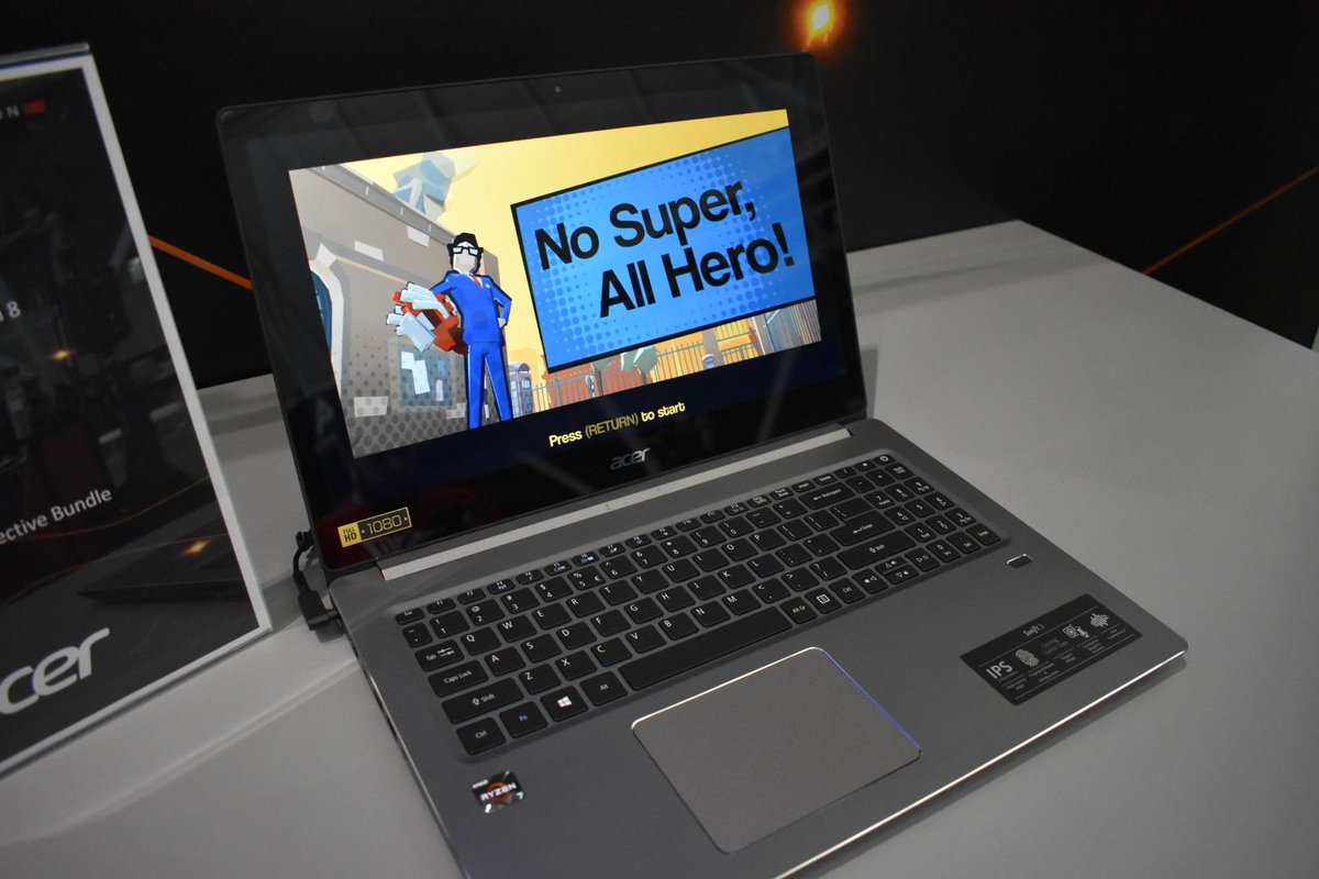 AMDPC's tweet photo. Are you a hero or villian? Find out in @DeadBeatGame from the @SQEXCollective on the @Acer Swift 3 laptop powered by Ryzen Mobile. Swing by the AMD booth at #PAXEast and see for yourself! https://t.co/CyQ44YUZhZ