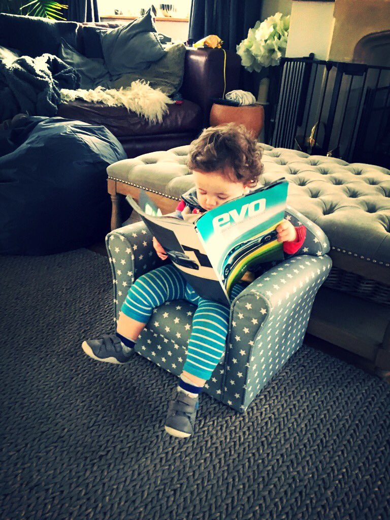 lucynoden's tweet photo. @evomagazine Possibly one of your youngest readers 🤔🤣🙈 avid F1 and Evo fan Henry showing his 15mth old commitment to quality sport s car media 😜👍🏻🏎 xx https://t.co/Fn6B1tTPRO