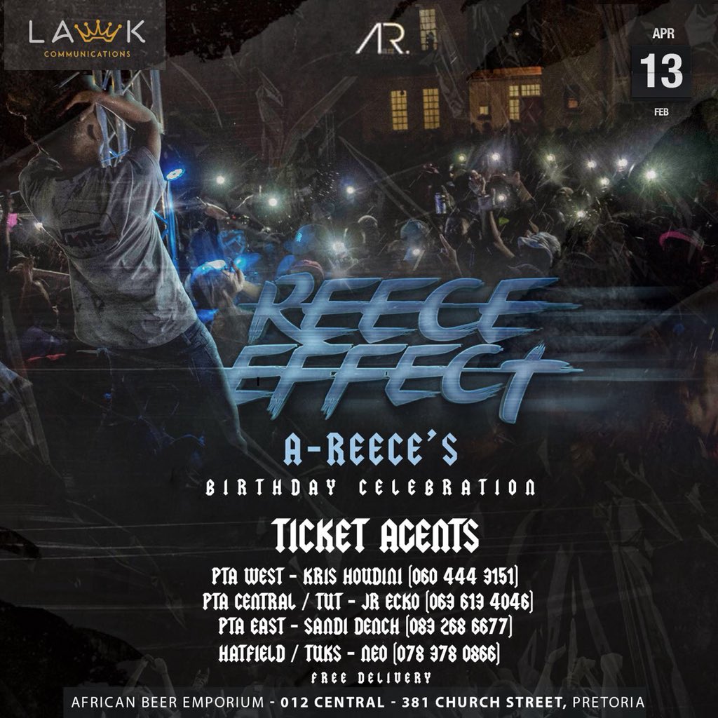 FlvmeSA's tweet photo. 5 days until #TheReeceEffect

Purchase your tickets now....

You don’t wanna hear about it.......🤞🏽 https://t.co/SBukUKjtyG