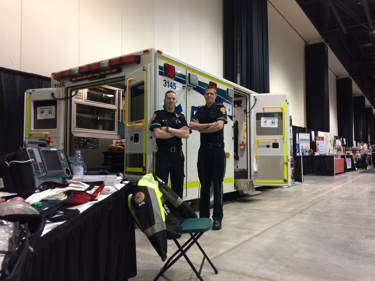 EHS_Alberta's tweet photo. #yourEMS at the @babyshowyyc ready to teach kids about safe & healthy choices. Stop by, say hi, see an ambulance, and get a colouring book. We value community engagement and the opportunity to provide #Albertans insight into their ambulance service. #babyshowyyc https://t.co/NfalwMnmzu