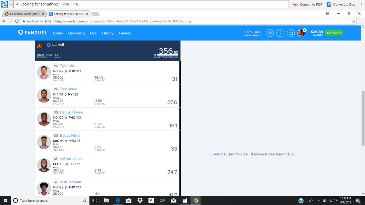 Drocketlinups's tweet photo. nice win last night consistent winnings high scoring last night score a 356 come join today. to win consistent. https://t.co/9yiQ14TMfj