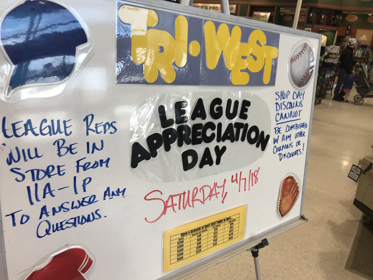 TWLLbaseball's tweet photo. Be sure to stop by DICK’S today for league appreciation day! https://t.co/mUePkT8EBb