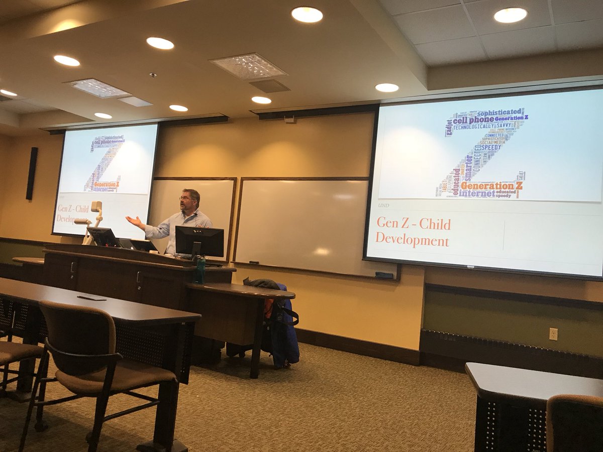 LauraBrickson's tweet photo. So great for @teacherscribe Kurt Reynolds to come and speak to both of my classes yesterday at UND! Getting future teachers pumped up for teaching the next generation! #livingthedream #teacherscribe #trf #UNDProud @ProwlerBlueCrew @ProwlerPost #pineconepd @UNDArtSci @LHS_TRF https://t.co/gUeaifT7vb