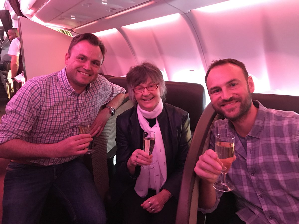 Brilliant <a href="/VirginAtlantic/">virginatlantic</a> - fantastic couple of hours in JFK Clubhouse last night thanks to Laqueesha and superb VS46 flight home thanks to Nick &amp; Aideen for looking after us #mum’s70th