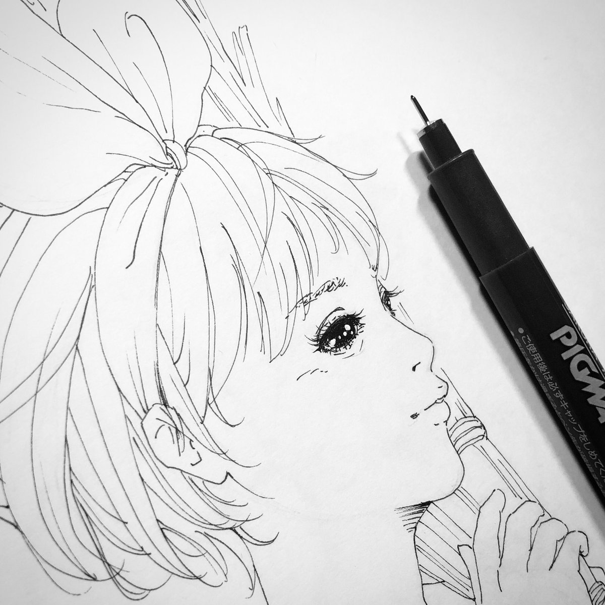 クロセシンゴ Ar Twitter らくがきキキ 途中 絵 イラスト アナログ 線画 ペン画 モノクロ 白黒 ジブリ 魔女の宅急便 キキ らくがき Illustration Art Artwork Draw Drawing Linedrawing Pen Monochrome Blackandwhite Ghibli