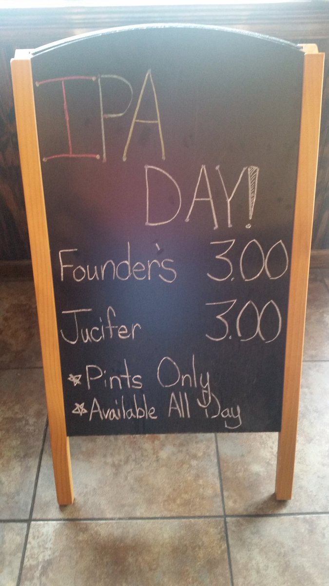 RotolosWatson's tweet photo. IPA DAY! We are showcasing Founder's and Gnarly Barley's Jucifer for 3.00 a pint all day! #beer #IPA #craftbeer #SaturdayMotivation https://t.co/QCppZ1t0eD