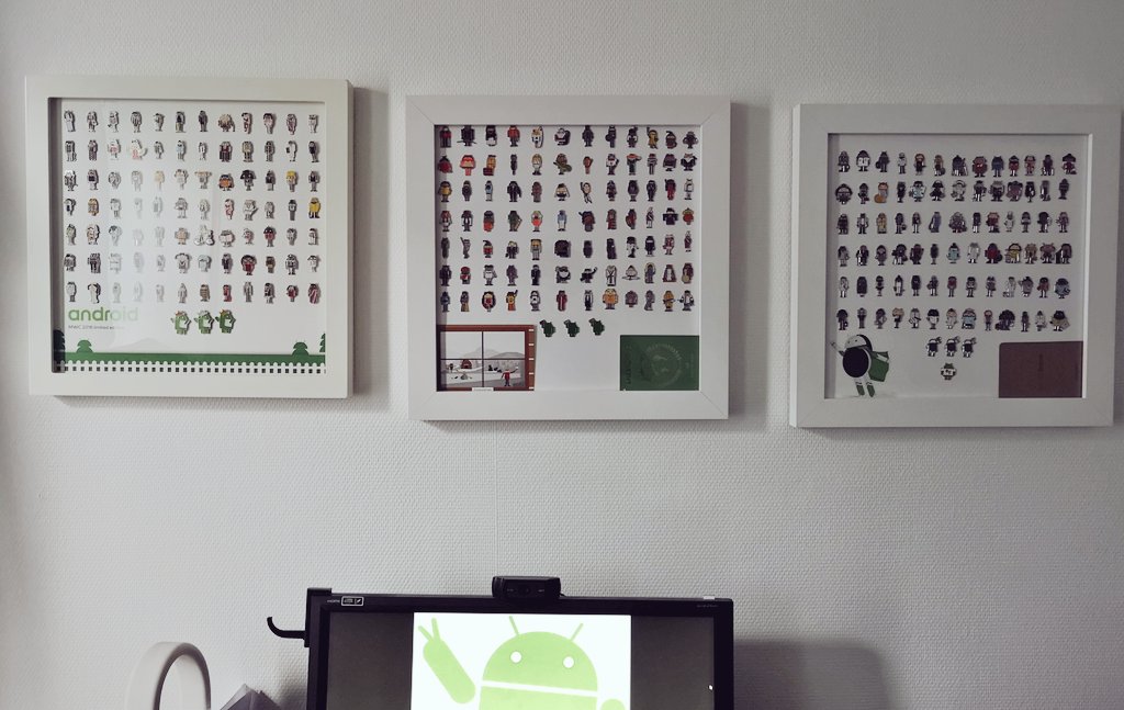 Hadr1en's tweet image. La déco #AndroidMWC est enfin accrochée au mur !  
Poke @lockheimer @Android