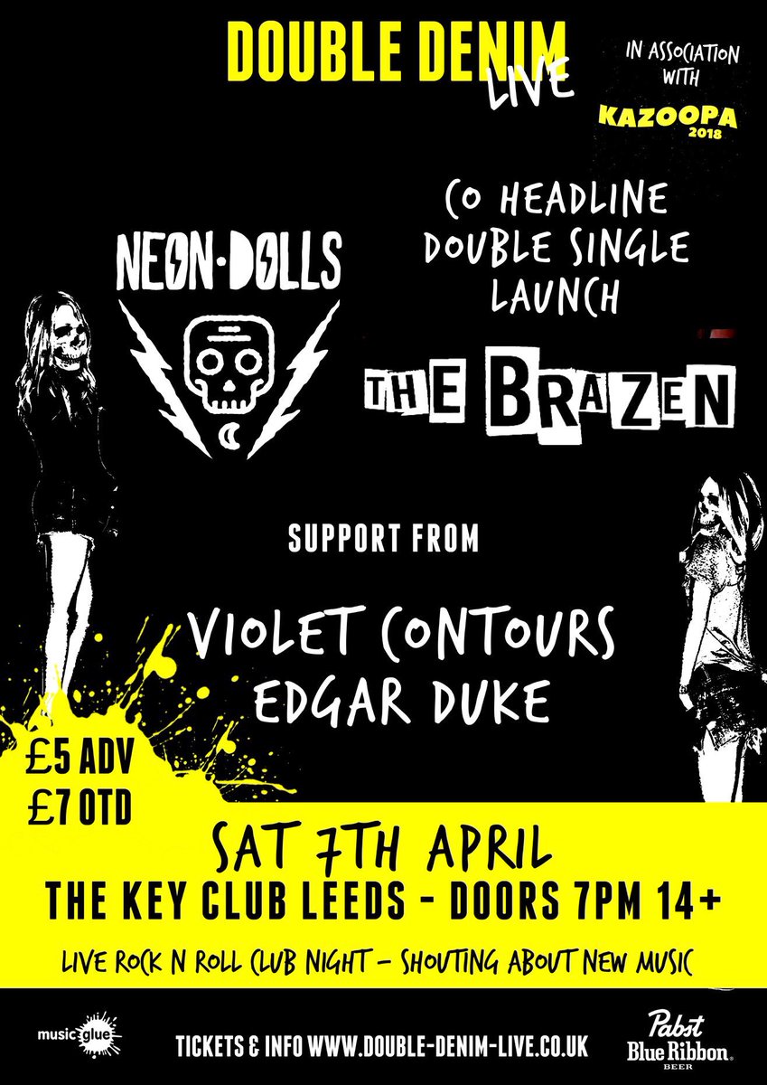 Tonight @thekeyclubleeds @The_Brazen @neondollsband @VioletContours @edgardukeband Tickets >> bit.ly/2B4UWBb or £7 on the door - 14+