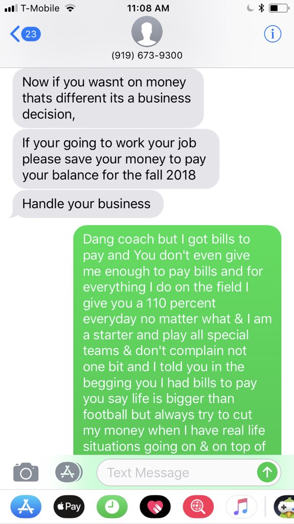 _sleezeo's tweet photo. Just a student athlete📚🏈 that’s trying to stay on top of everything &amp; take care of myself. Not out here asking for handouts &amp; always willing to do whatever I gotta do to better my situation. But this just something I can’t to for 😐🙅🏾‍♂️ @NCAA @SAUFalcons @Official_SAU @ https://t.co/mF1UeOEztb
