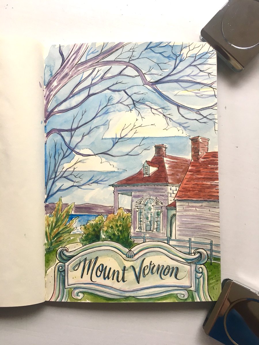 flourishrva's tweet photo. Day 5/100 of the #100daysproject, a sketch from our trip to George Washington’s #MountVernon this week. (Laura Marr©️2018) #mtvernon #travel https://t.co/UQTqEVa83g