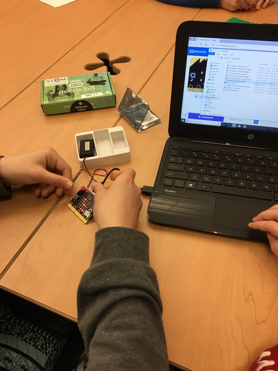 CodedMindsCAN's tweet photo. Microbits in the other room at Girls in STEM day. “I want one of these for my birthday” It’s working! #STEMed. #girlpower #GirlsInSTEM #innovations #iSTEMed2018 #STEMed2018 https://t.co/a7z1pMKK6e