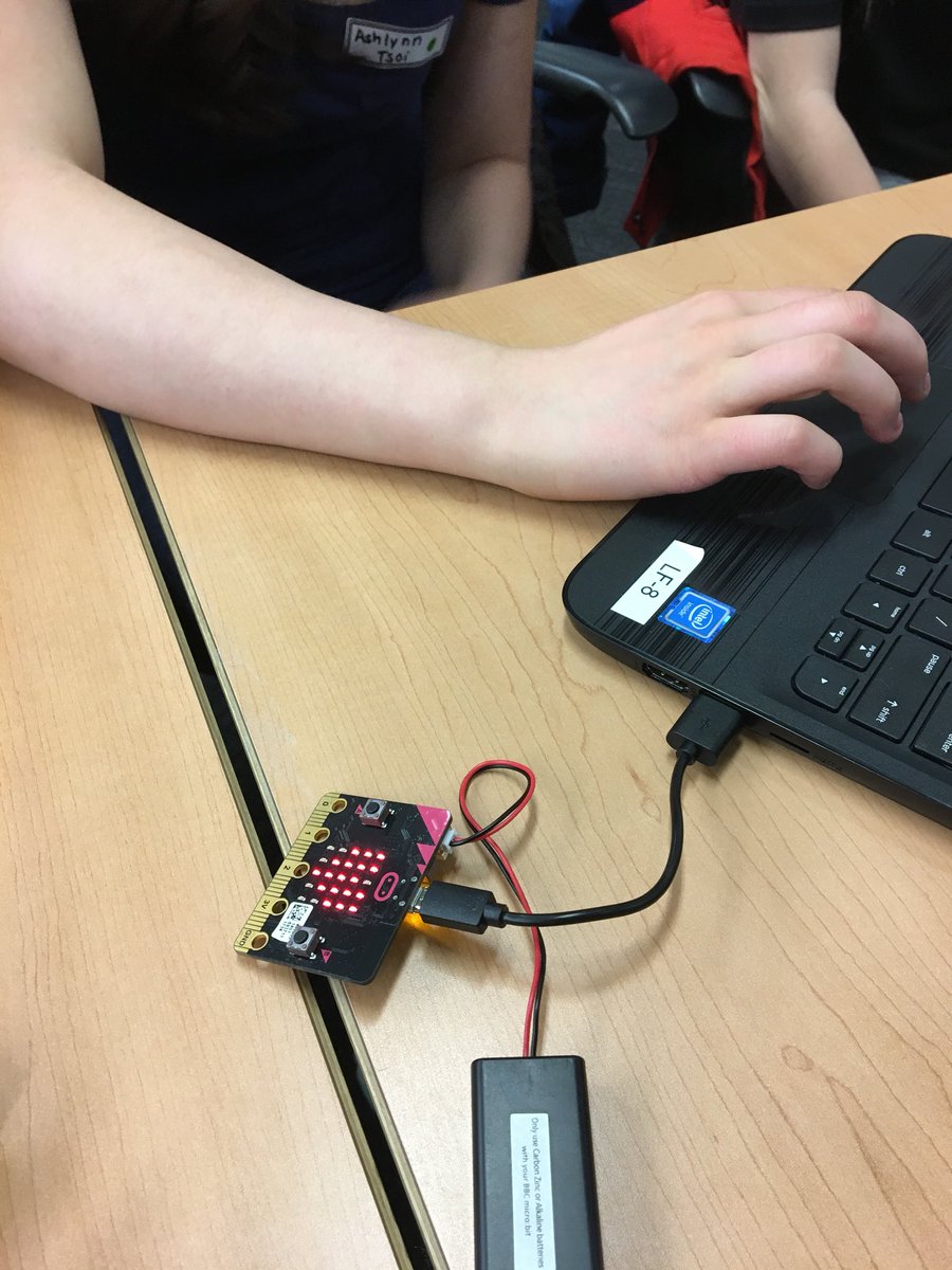 CodedMindsCAN's tweet photo. Microbits in the other room at Girls in STEM day. “I want one of these for my birthday” It’s working! #STEMed. #girlpower #GirlsInSTEM #innovations #iSTEMed2018 #STEMed2018 https://t.co/a7z1pMKK6e