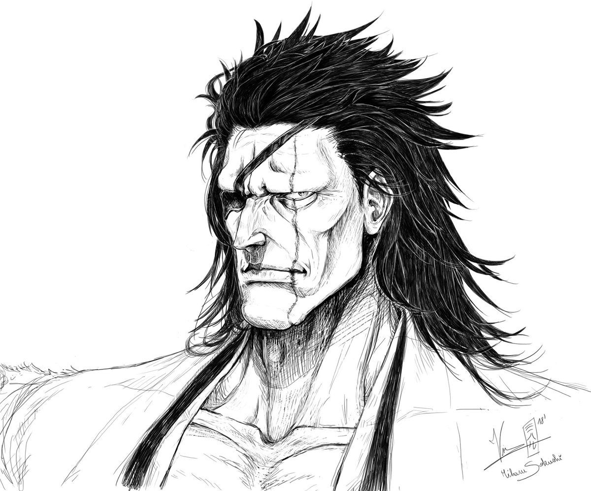 Miharu Sokushi 미하루 Bleach 更木剣八 I Finish My New Fanart Of Zaraki Kenpachi In A Realistic Version I Put You Two Version The Color And The Blach