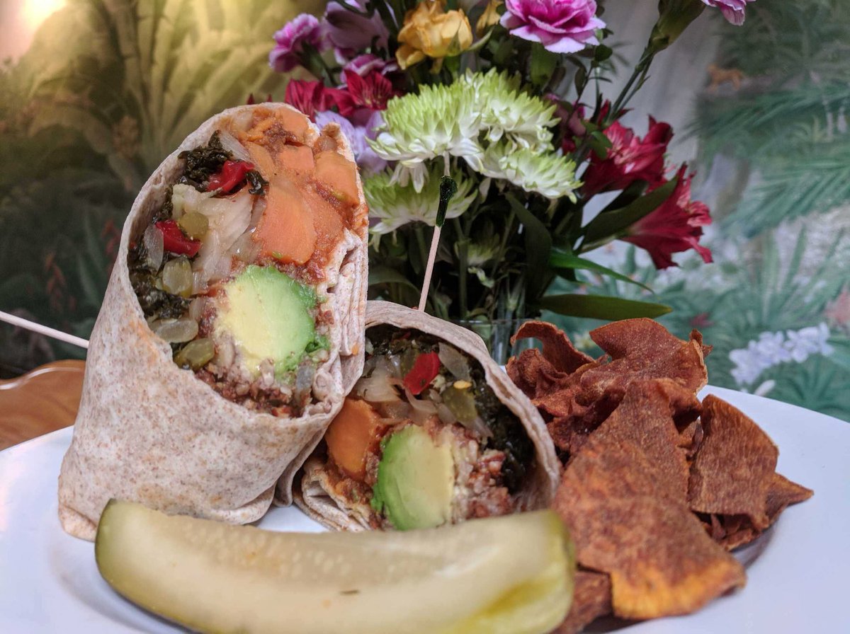 Happy Saturday! Our lunch special today is a pecan crusted avocado wrap. Yum!