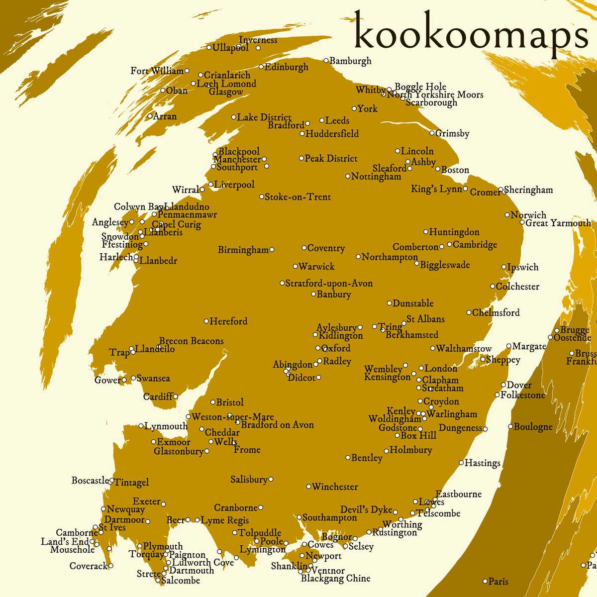 kookoomaps's tweet photo. Places I've been in Britain. Go to https://t.co/LWdOZ4r898 to make a weird and wonderful map of _your_ world! #Britain #England #Scotland #Wales #Oxford #Cambridge #London #Edinburgh #Glasgow #Cardiff #Bristol #worldmap #map #maps #mapart #cartography #custommap #kookoomaps https://t.co/RhFZXSLVp2