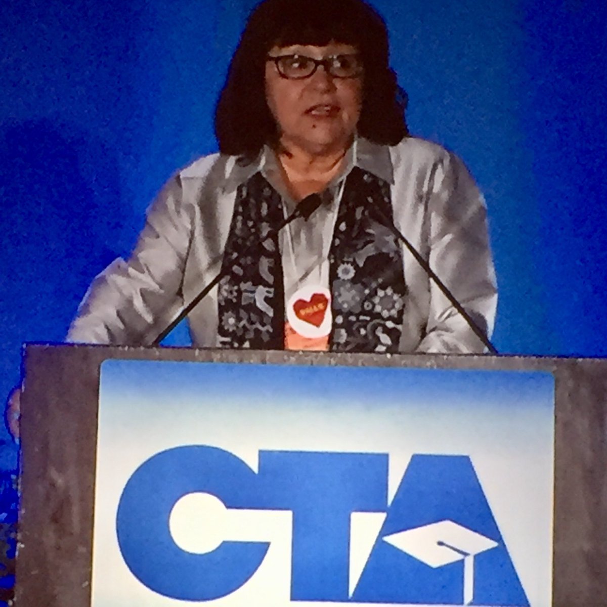 TurlockTA's tweet photo. CTA Vice-President Theresa Montaño is wearing our button at State Council! #WeAreCTA #TurlockTA https://t.co/bj6XCUr8fM