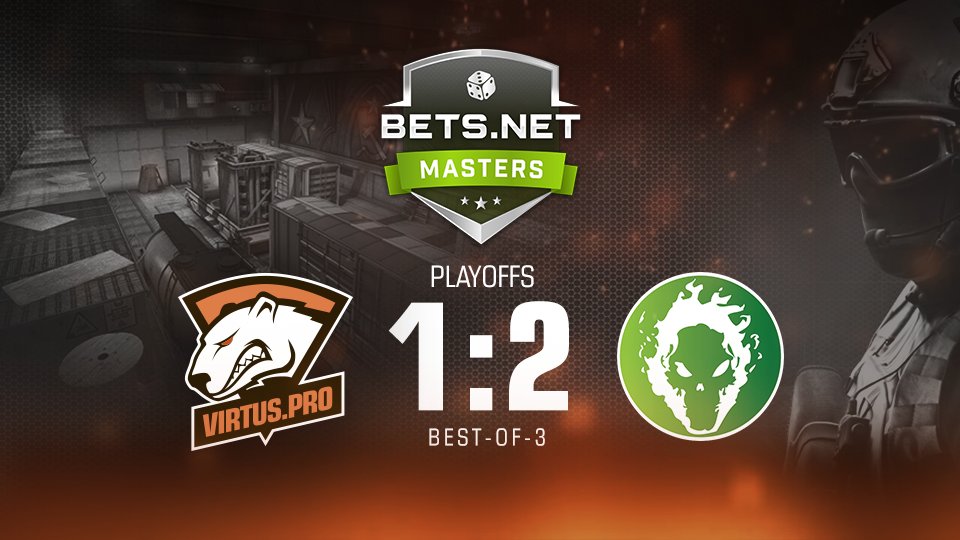 virtuspro's tweet photo. We are defeated by @TeamFragsters and are now out of #Betsnet. Thanks to StarLadder for the tournament and to the viewers in the arena, and thank you for your support. GG. https://t.co/5K1LaX5jZF