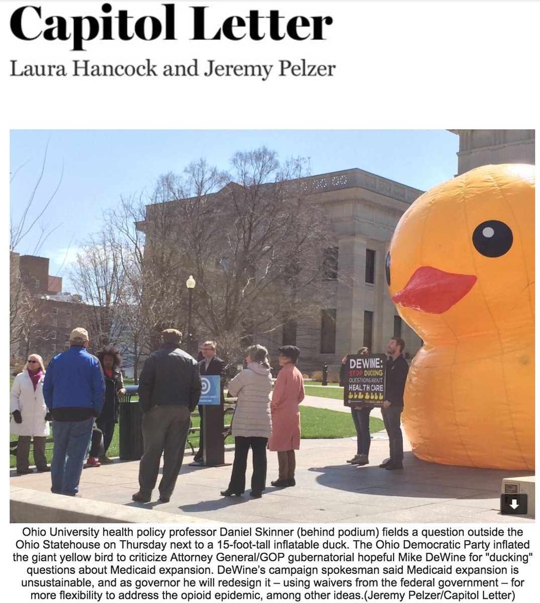 DuckingDeWine's tweet photo. ICYMI: @DeWineHustedOH responded to my landing at the Statehouse......with zero detail about how they'd protect the health care of 700,000 Ohioans. via @clevelanddotcom
I look fly though. #OHGov #MikeandJon https://t.co/zaCKMDrPVJ