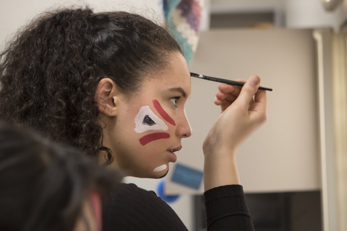 PCUWC's tweet photo. One World 2018 OUTTAKES #3. What would be One World without its brilliant costumes, make up and hair artistry? #OneWorld2018 https://t.co/1oWTOeBfth