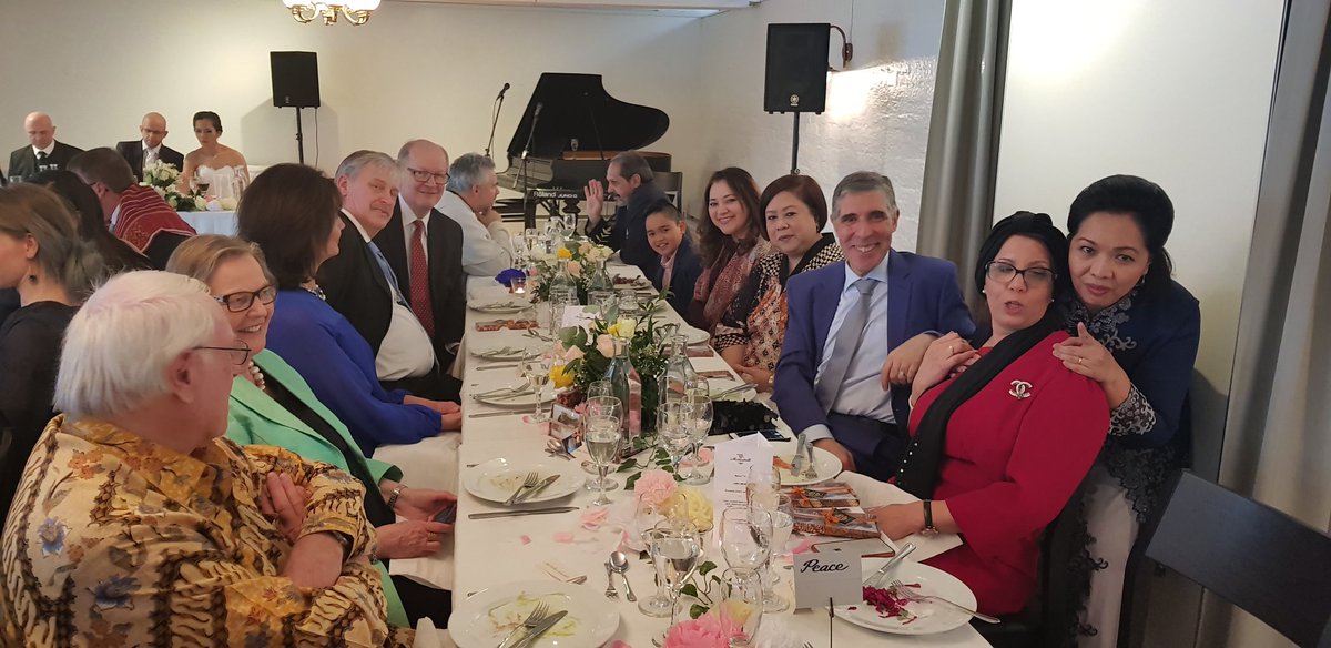 Bolbery's tweet photo. A beautiful marriage ceremony of the daughter of the former Ambassador of Indonesia to Finland HE.Elias Ginting solemnised  by Fr.Marco &amp; Fr.Antoine #StHenryCathedral witnessed by the Dean Amb.of Nicaragua &amp; Ambs.of Morocco, Iran and Malaysia @MYEmbHelsinki https://t.co/sQ4cF5uRdJ