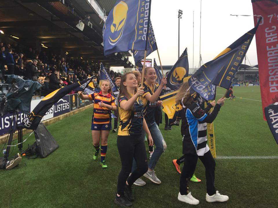 RfcWorcester's tweet photo. U13's bobs supporting the @WorcsWarriors today against @FalconsRugby well done girls. Great result today @WorcsWarriors https://t.co/Smbyp88ozR