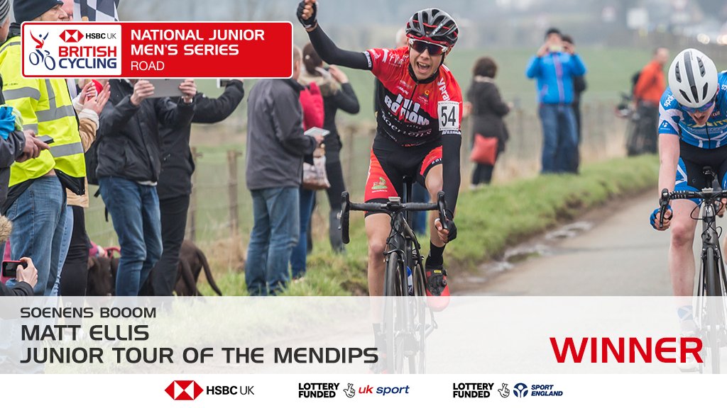 A triumphant and victorious hand in the air 🙌

<a href="/matt_ellis01/">Matt Ellis</a> sprints to victory to open up his Tour of the Mendips in style!

#JuniorRoadSeries