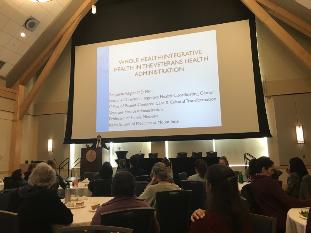UVMPattyPrelock's tweet photo. Dr. Ben Kligler, directing #integrativemedicine at the VA, presented a new Whole Health Model for the care of our #Veterans @uvmcnhs @uvmvermont #integrativepain management conference. Thank you, Ben for your energy and innovation! https://t.co/yJrXJvfSOf