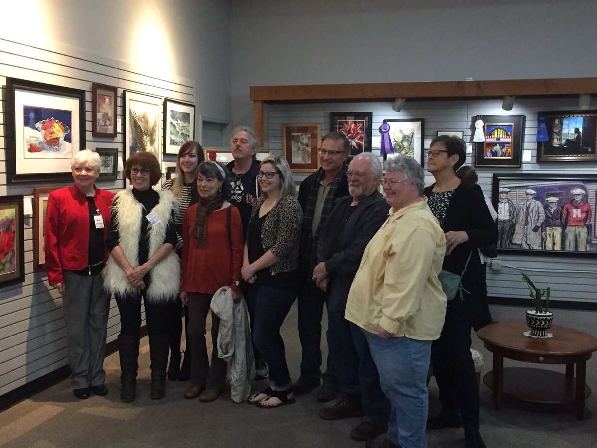 MikeElswick's tweet photo. Winners in attendance at Friday’s Muskogee Art Guild Judged Art Show reception gathered for a photo. https://t.co/n4C200Qupc