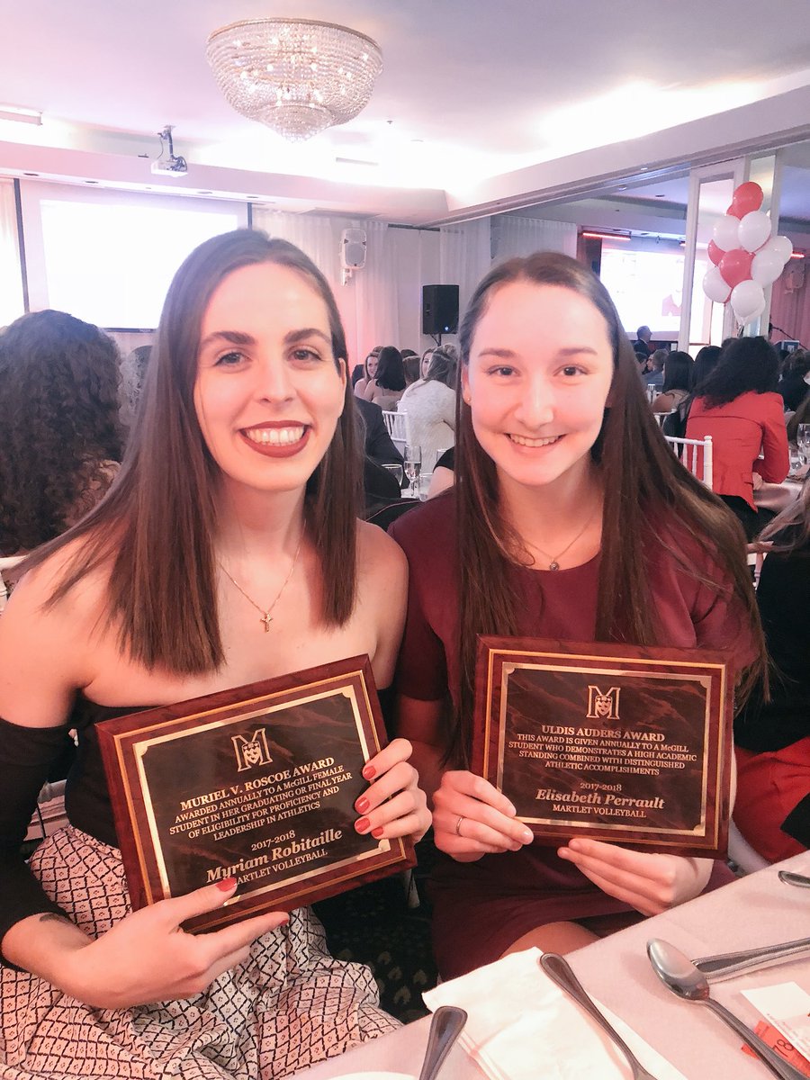 MartletVolley's tweet photo. Congrats to @myriam_robi and Eli Perreault 🏆🏐👏🏻 #martletsvball #varsitybanquet @McGillTribSport @mcgillu https://t.co/YyWPRmK1hy