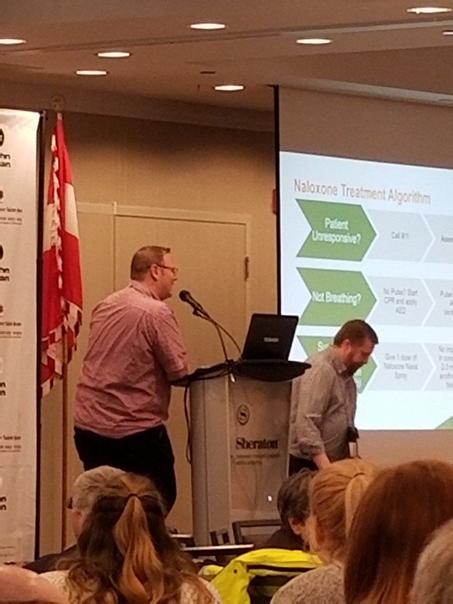 SJABurlMFR's tweet photo. @KMorganca & @lrgandinchrg going over #PeelPlacePress #NasalNarcan @SJAOntConf #sjapopf https://t.co/EEjukqESYZ