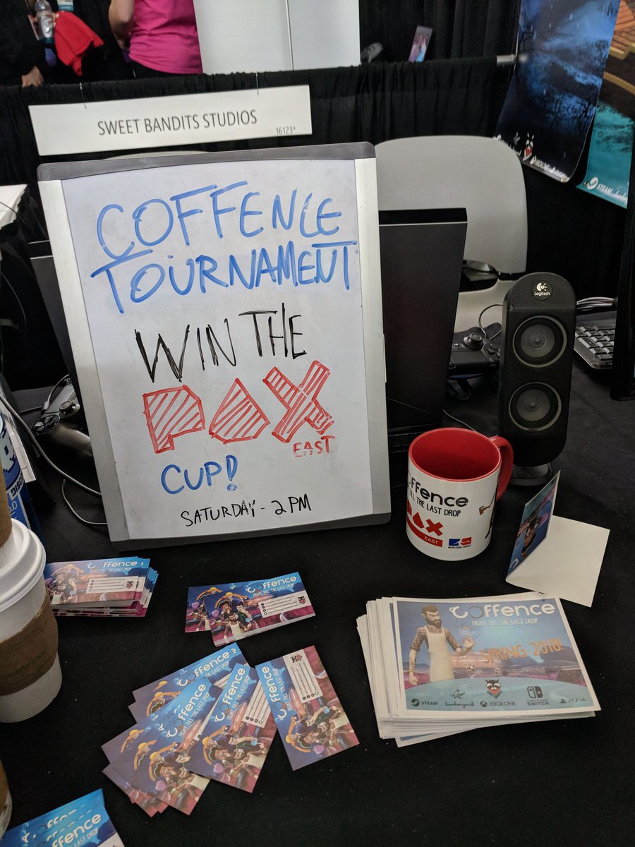 Coffence #paxeast2018 tournament will begin at 2 pm! Stop by our booth (16123) in 5-10 mins! ☕☕

#fightinggame #indiegame