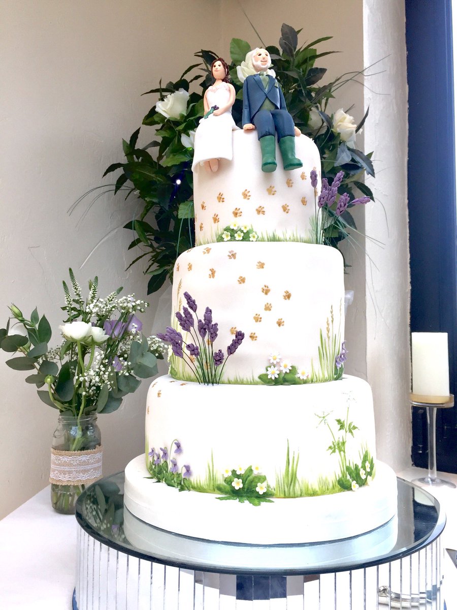 shapecake's tweet photo. Congrats to Sam &amp; Chris on their big day! Wellies &amp; walks with the dogs...with love from shapecake 💚 #countrysidecake #weddingcake #cakecardiff https://t.co/UmYzD9NfcP