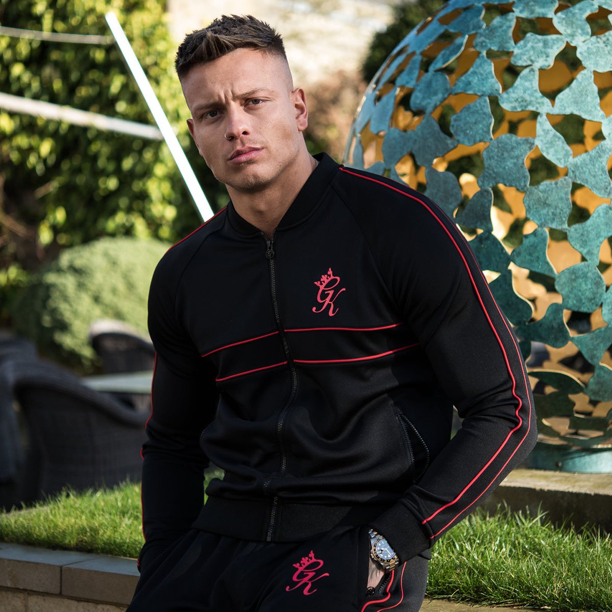 black and red gym king tracksuit