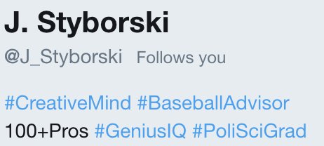 Jomboy_'s tweet photo. @J_Styborski Theres nothing crazy smart going on here. I think anyone is able to understand you are a tad crazy and full of yourself and I'm laughing about it #GeniusIQ https://t.co/1bqlEkFsPQ