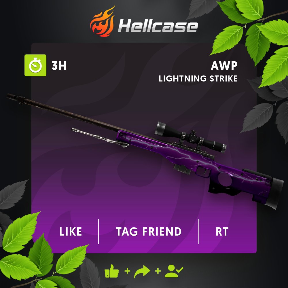 hellcasecom's tweet image. Get daily money goo.gl/r8YLXK   
🔥Follow us + RT
🔥Tag your friend
💰The prize is AWP Lightning Strike!
⏳A winner in 3h!
The skin will be sent after 7 days, because Valve has a new Update.