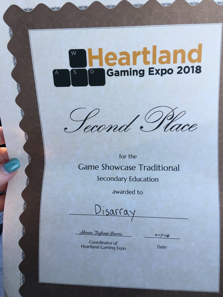 WolfeJenny's tweet photo. Congrats Cooper on your 2nd place award!  I’m super proud of my boy. He has put sooooo many hours this last year designing his own video game for the 2018 Heartland Gaming Expo. 😍 https://t.co/oV0ZX7vNXy