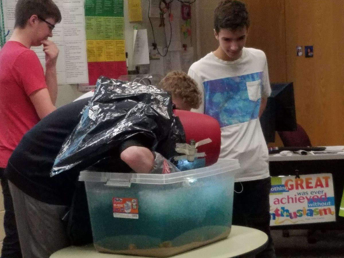 Mr_Yambor's tweet photo. Bio Suit teams finally put all their hard work to the test in our Shark Tank style competition.  Thanks to our guest judges form STV and Hydrojet Services.  All the teams showed they had worked through the engineering process by improving their solutions #wilsonsouthern #wilsonsd https://t.co/SNb4hKO3yZ