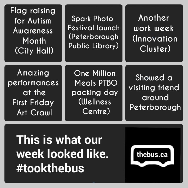 akou_ga's tweet photo. RT @AutismOn_Ptbo: RT @thebuscanada: What did you do this week? We took the bus! #outandabout #photography #work #liveMusic #volunteer #tourism #shopping #pubcrawl #ptbo #food #sitesee #sparkphotoptbo #artcrawl #thebus #tookthebus https://t.co/GOHdxUvypv