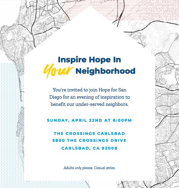 HopeForSD's tweet image. Tickets are still available for our Inspire HOPE Fundraiser on April 22nd! Purchase an individual ticket or table at hopeforsd.org/inspire and learn how you can support the work of Hope for San Diego in your neighborhood!