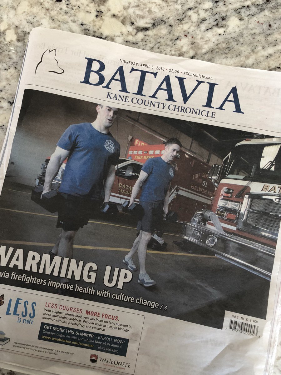 PF_Train_Insane's tweet photo. #shoutoutsaturday to Batavia Fire Department and US ProForce Training, LLC for making the cover of the Batavia Kane County Chronicle this week! #tatical #training #batavia #backedbyscience #designedforlongevity #partnership #firefighter https://t.co/w5iRcRxv06