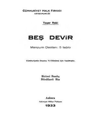 Beş Devir / Yaşar Nabi Nayır (Oyun)