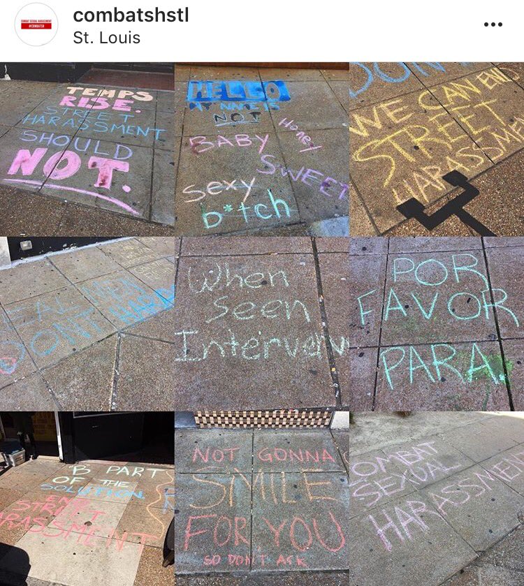 StopStHarassmnt's tweet photo. Woo! Congrats to @combatshstl on hosting a successful chalk walk in #StLouis to kick off International Anti-#StreetHarassment Week! #endsh #combatsh https://t.co/UPZnn3rXH2