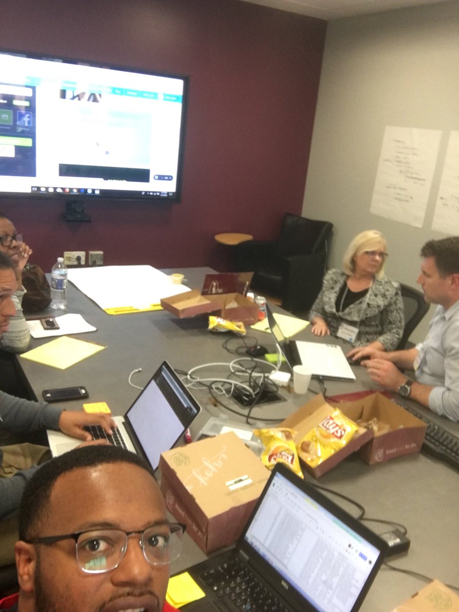 BullSitD's tweet photo. The team has formed. Here is a selfie fast break while we built out our ideas. To be continued...#ABAJusticeHackNC https://t.co/s9IeYs56Js
