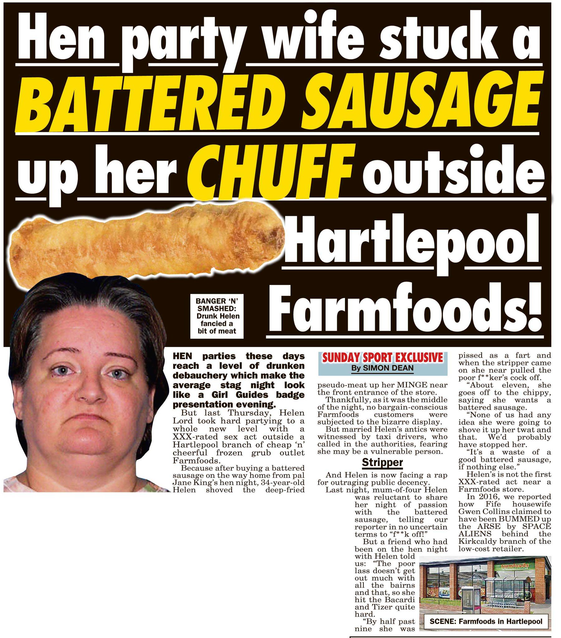 Sunday Sport on Twitter "Hen night girl shoved battered sossie up her