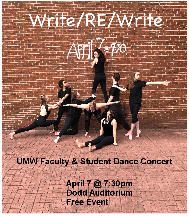 UMWDanceTeam's tweet photo. Tonight is UMW Student Faculty Dance Concert! Many members of the UMW dance community including Dance Team are apart of this wonderful show! The event starts at 7:30 and it’s FREE! Come support! https://t.co/AeucugFsaq